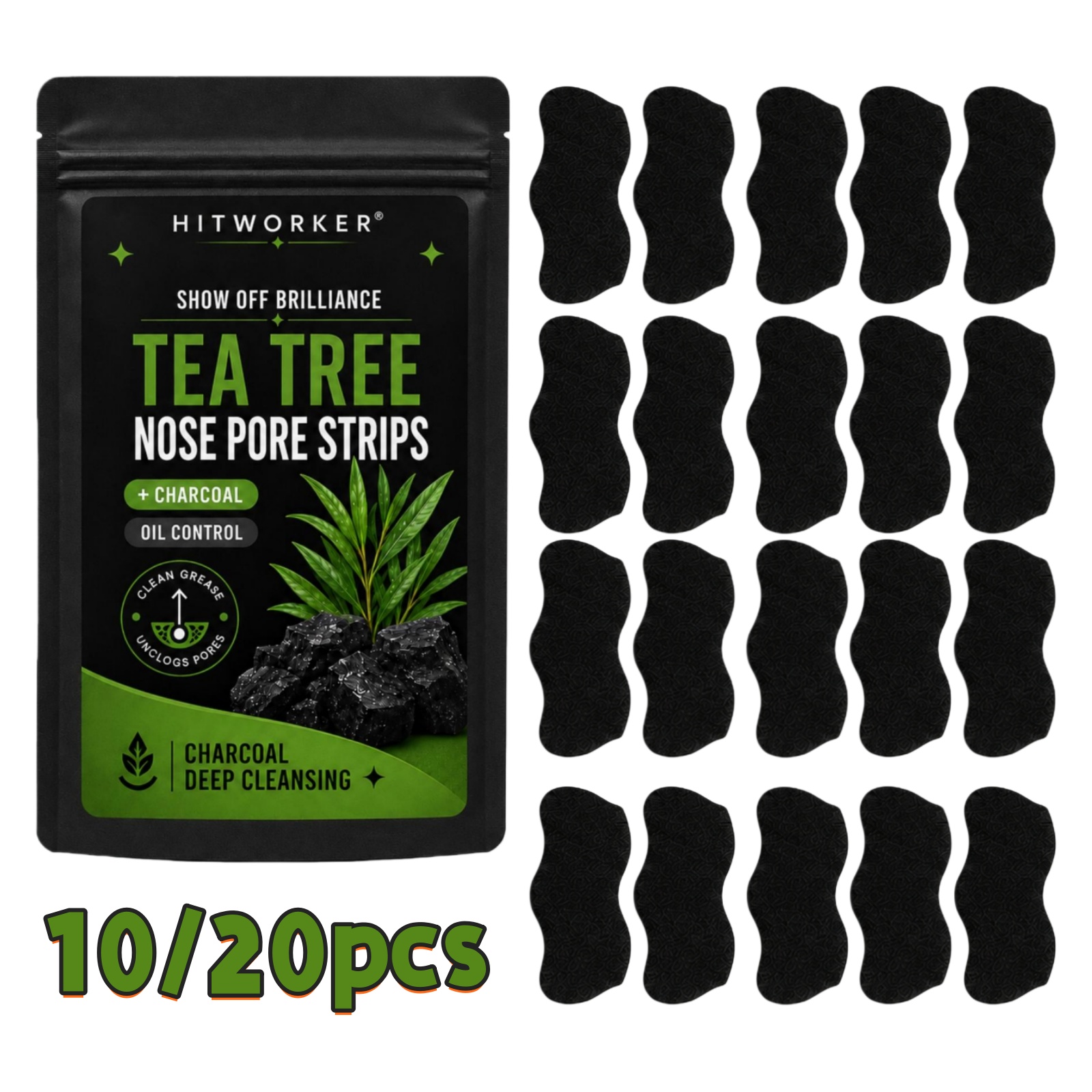Charcoal Pore Strip - 10/20 pièces de bandes nasales noires